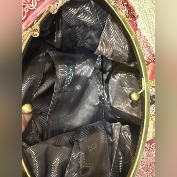 Nicole Lee Velvet Lace Embellished Bag Purse Pink Boho Girlhood Maximalist - Picture 7 of 10